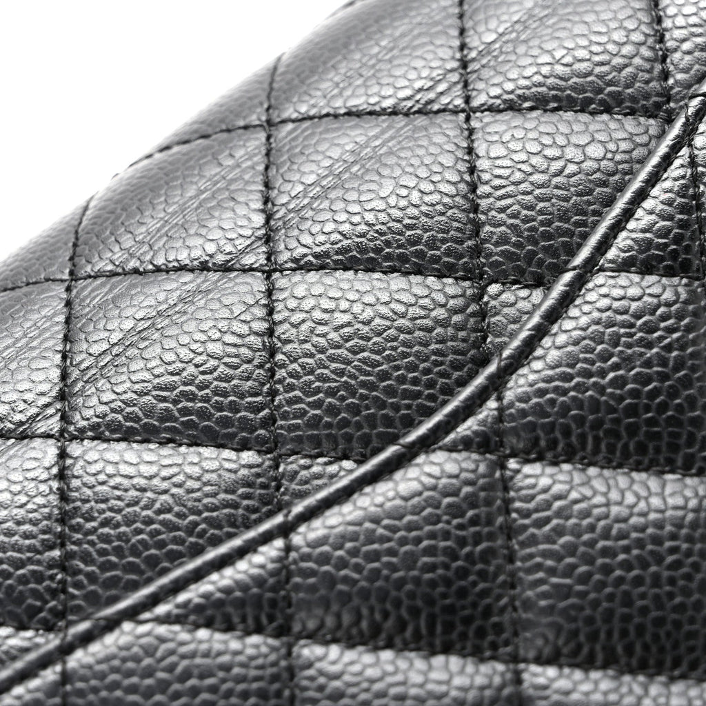 Caviar Quilted Medium Double Flap Black