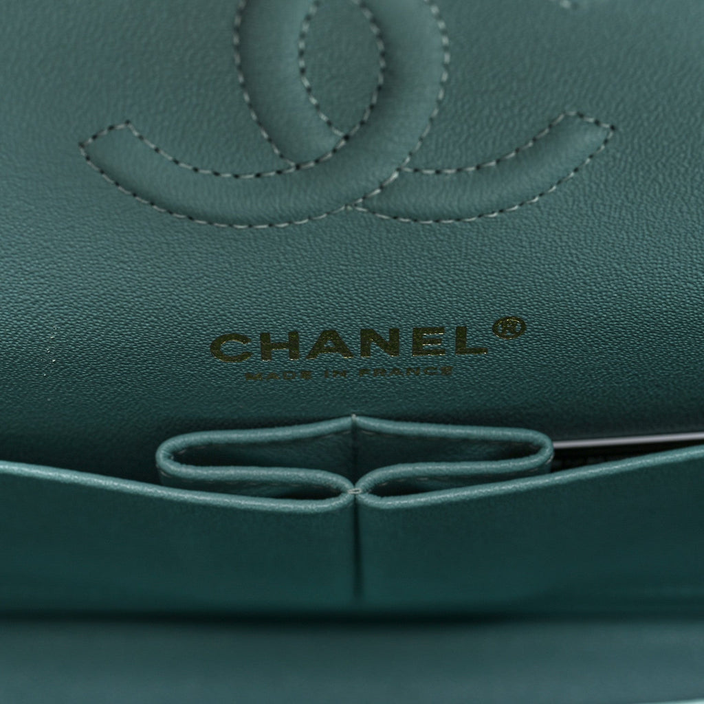 Caviar Quilted Small Double Flap Light Blue