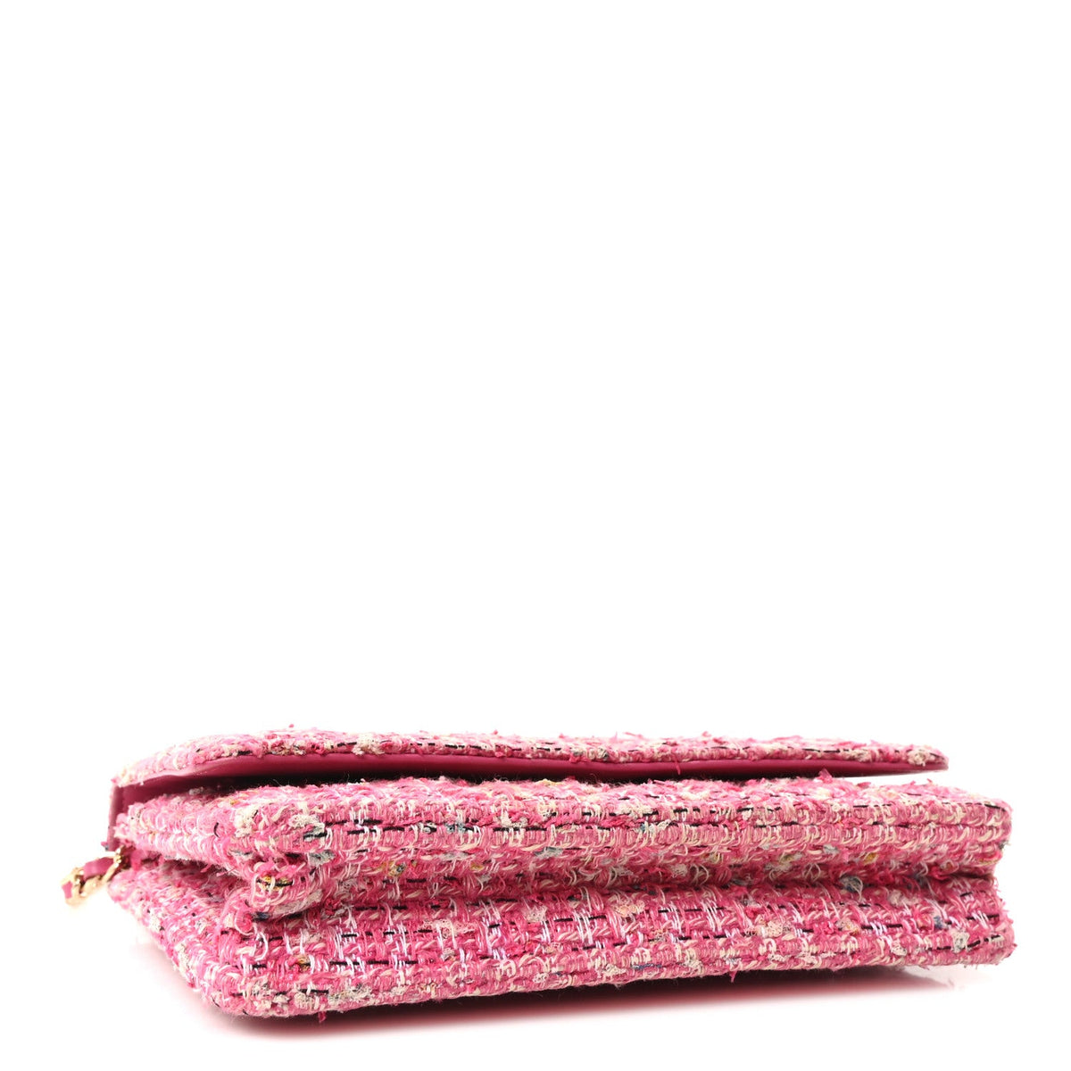 Tweed Quilted Wallet On Chain WOC Pink