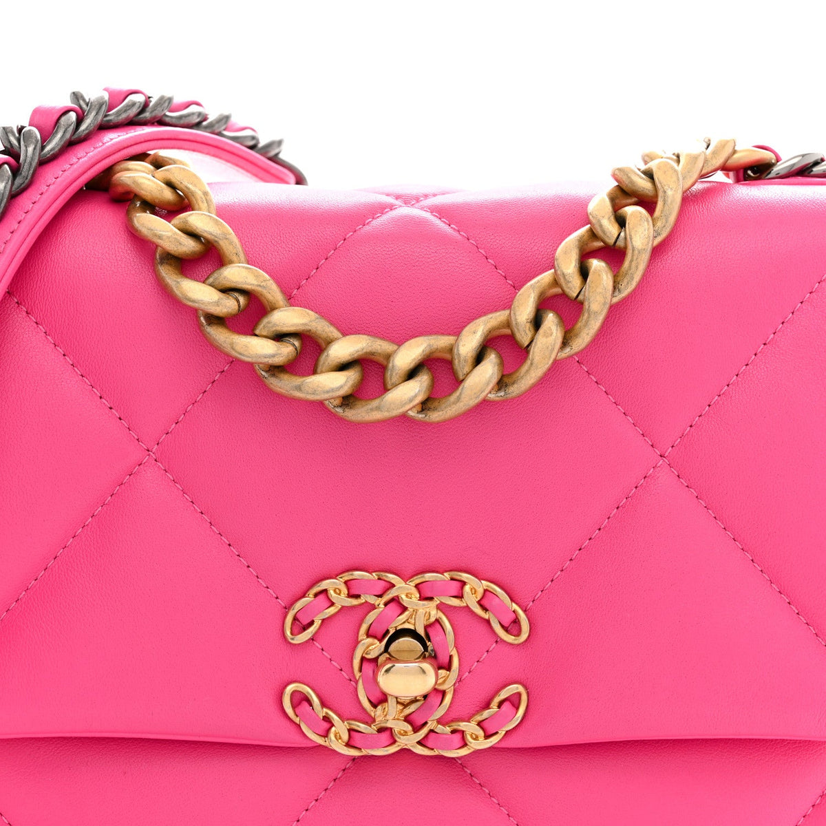 Lambskin Quilted Medium Chanel 19 Flap Dark Pink