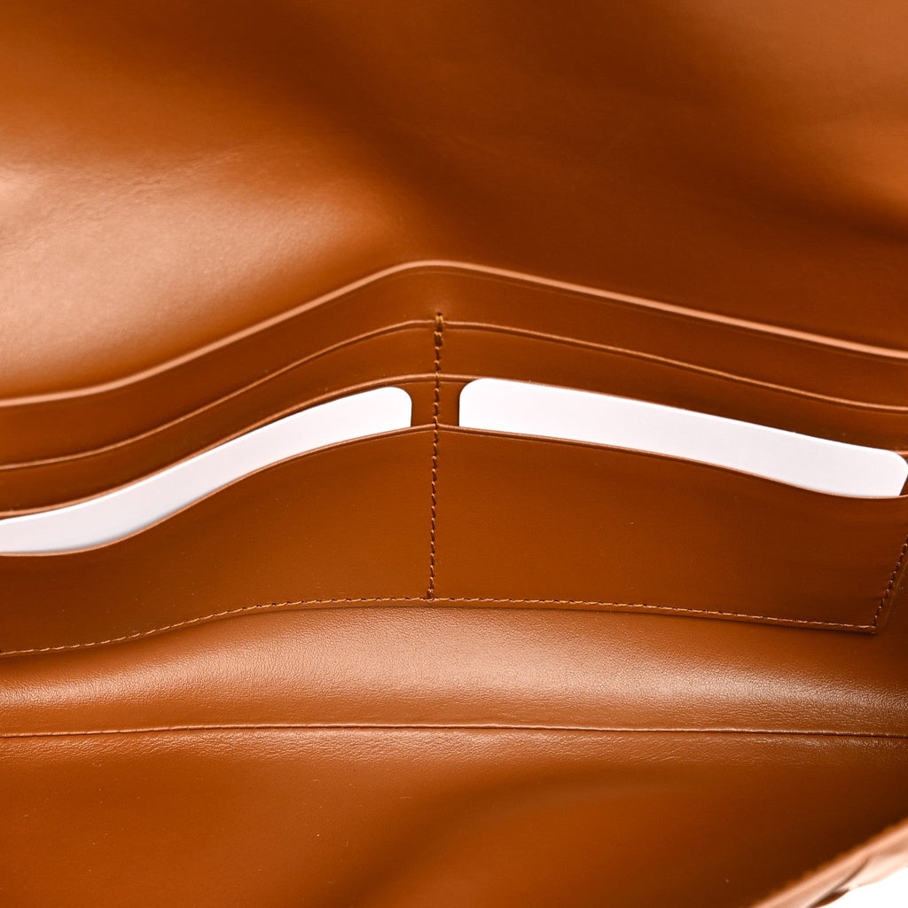 Nappa Intrecciato Long Andiamo Top Handle Clutch  Amber
