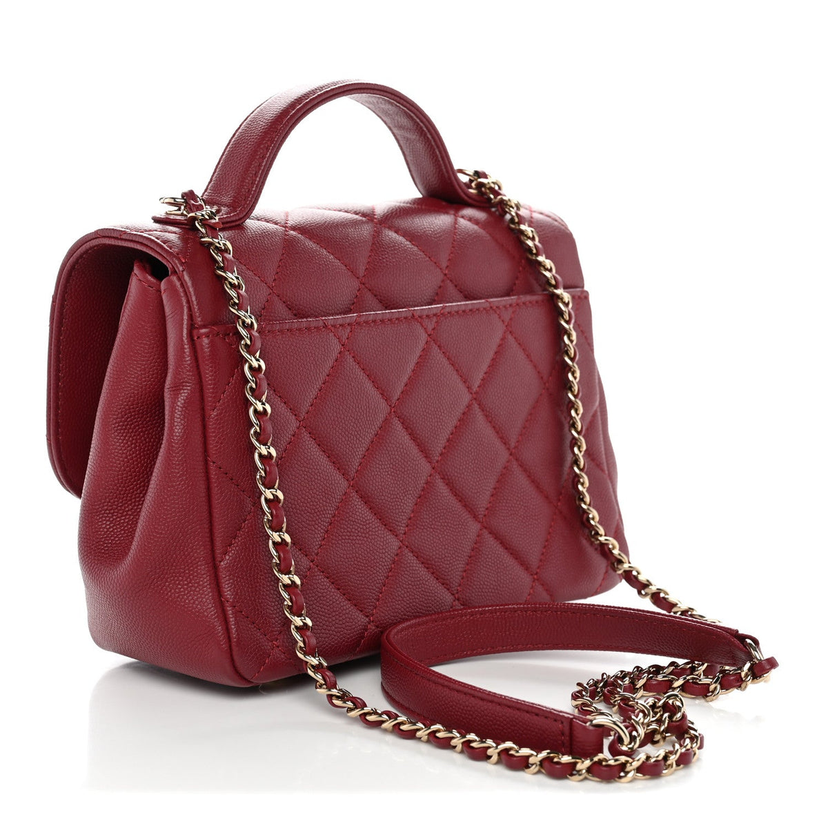 Caviar Quilted Small Business Affinity Flap Burgundy