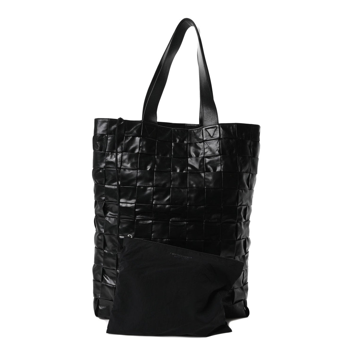 Paper Calfskin Maxi Intrecciato Cassette Tote Black