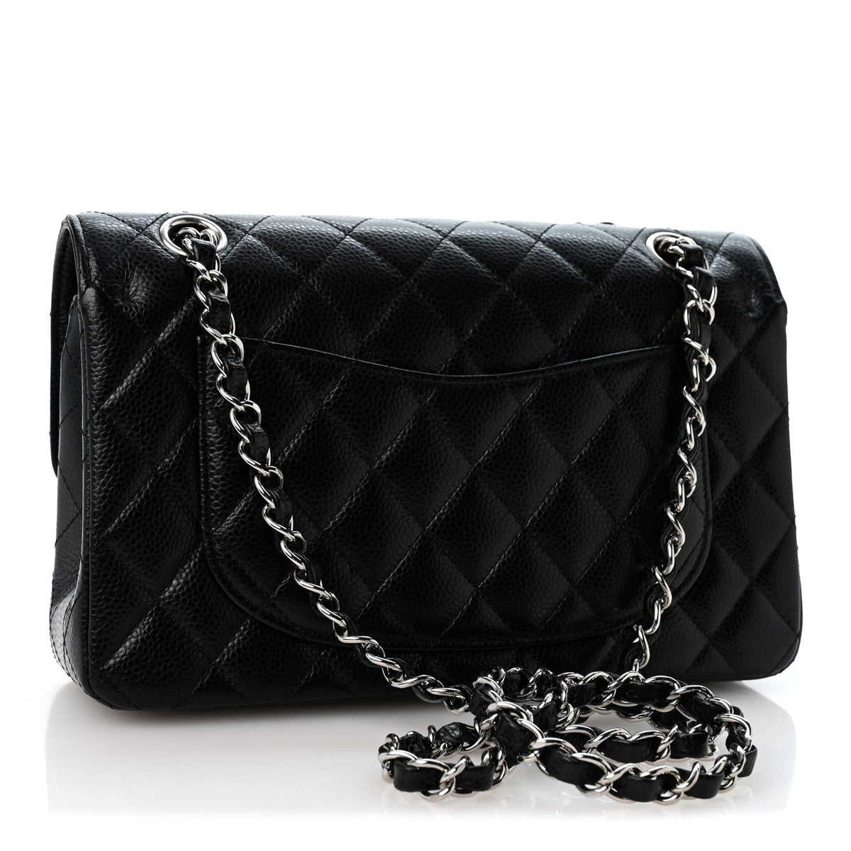 Caviar Quilted Small Double Flap Black