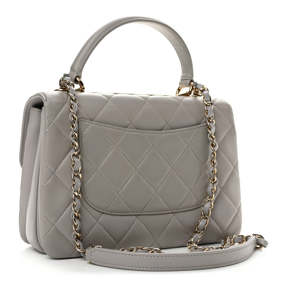 Lambskin Quilted Small Trendy CC Flap Dual Handle Bag Light Grey