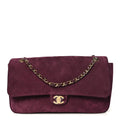 Suede Calfskin Small Souplissimo Maxi Flap Burgundy