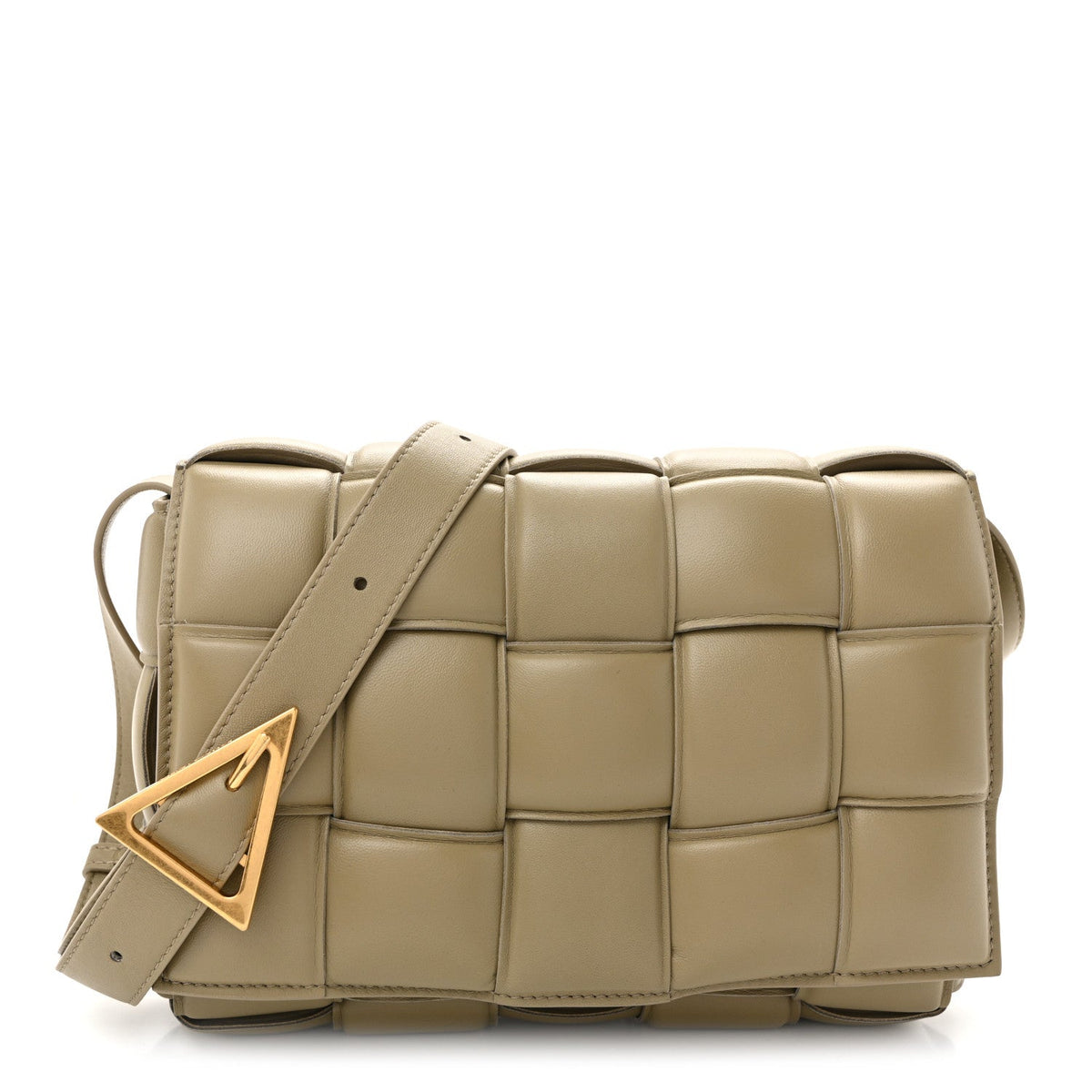 Nappa Maxi Intreccio Padded Cassette Crossbody Bag Travertine