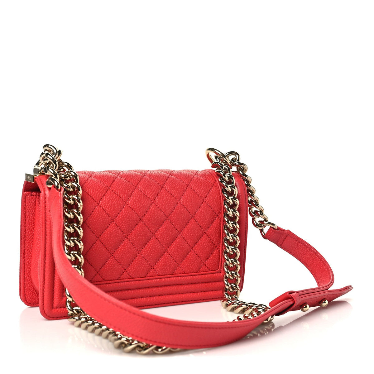 Caviar Quilted Small Boy Flap Red