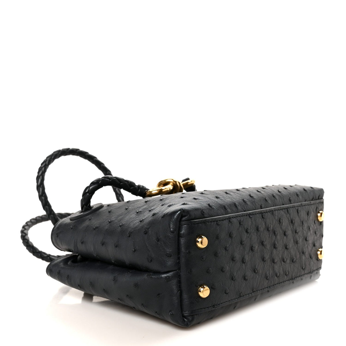 Ostrich Mini Andiamo Shoulder Bag Dark Blue