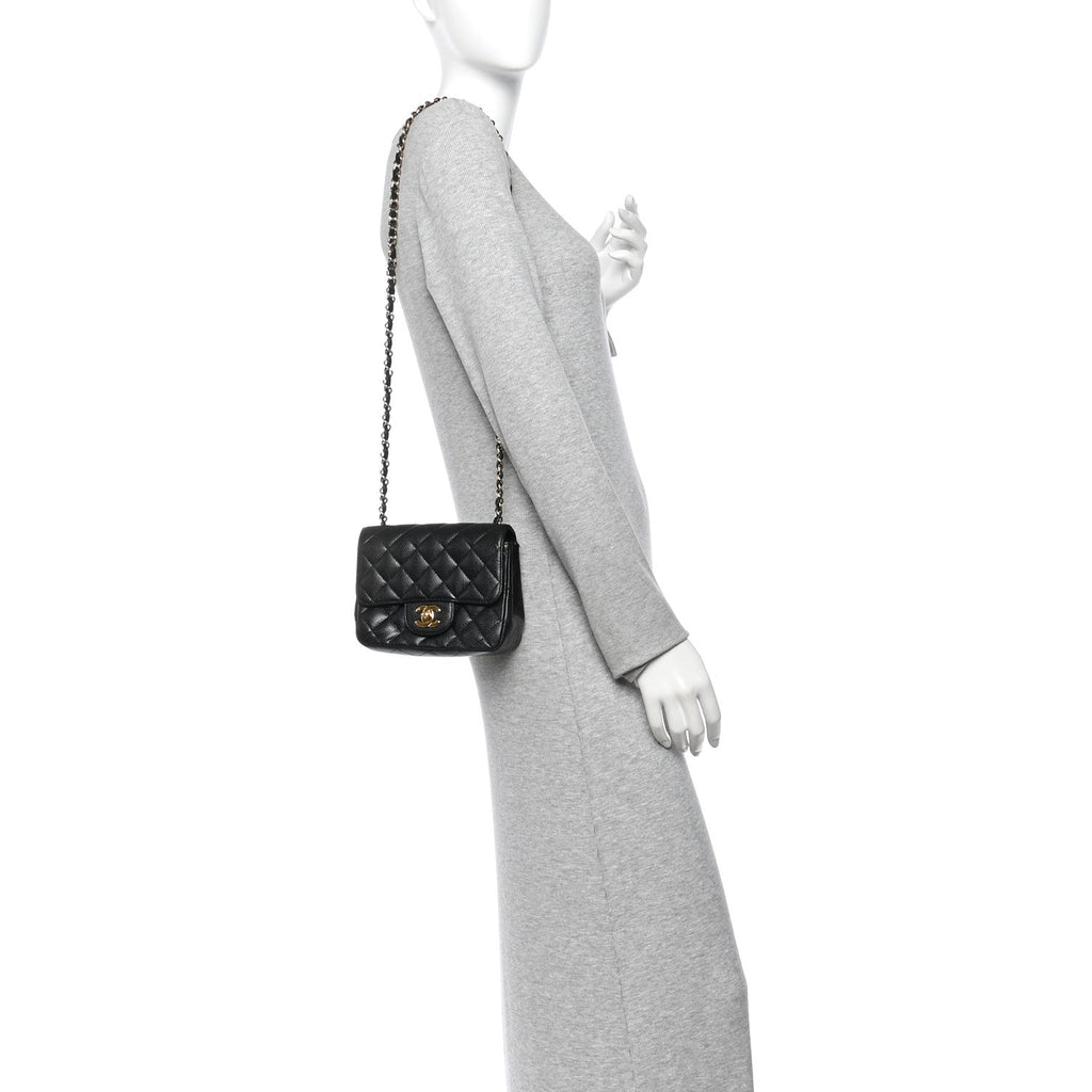 Caviar Quilted Mini Square Flap Black