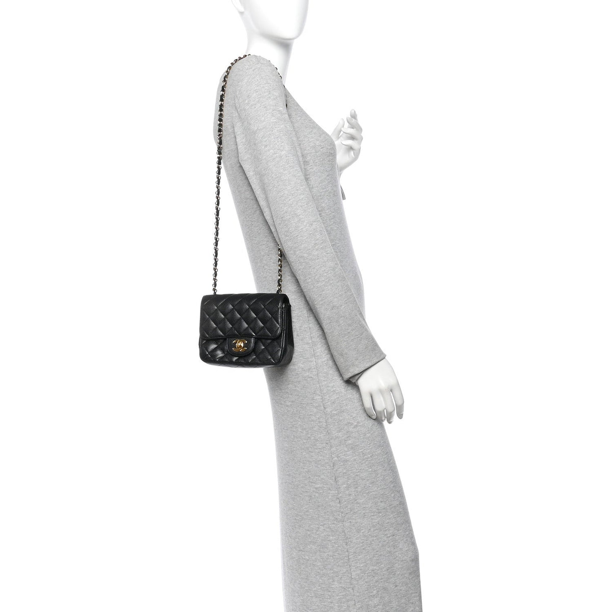 Caviar Quilted Mini Square Flap Black