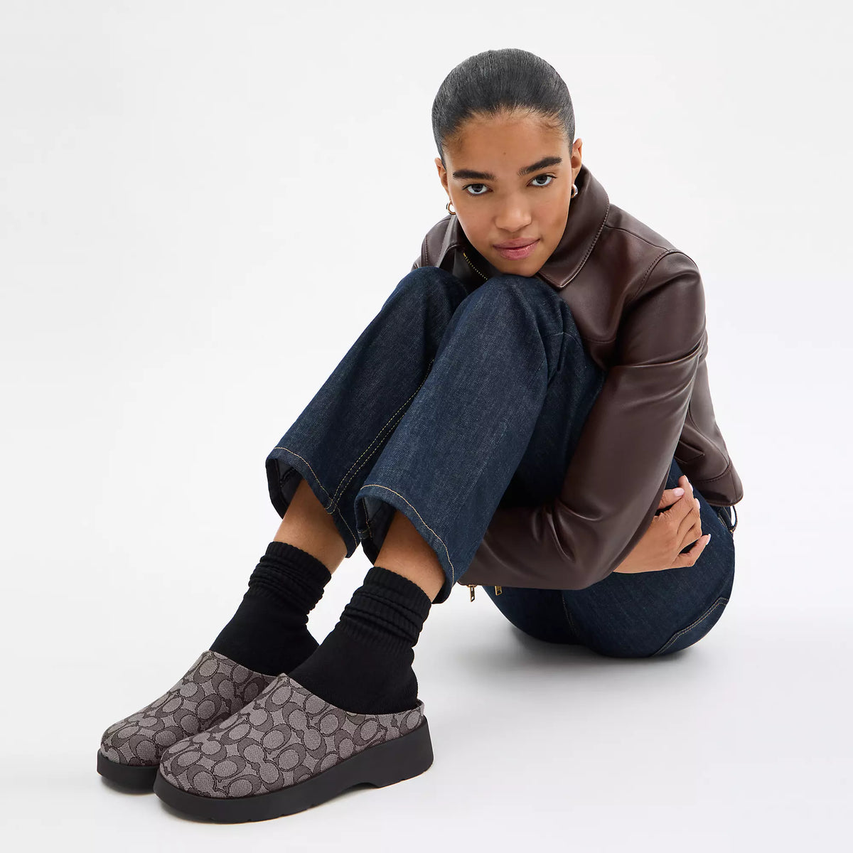Coach Outlet Link Mule In Signature Jacquard