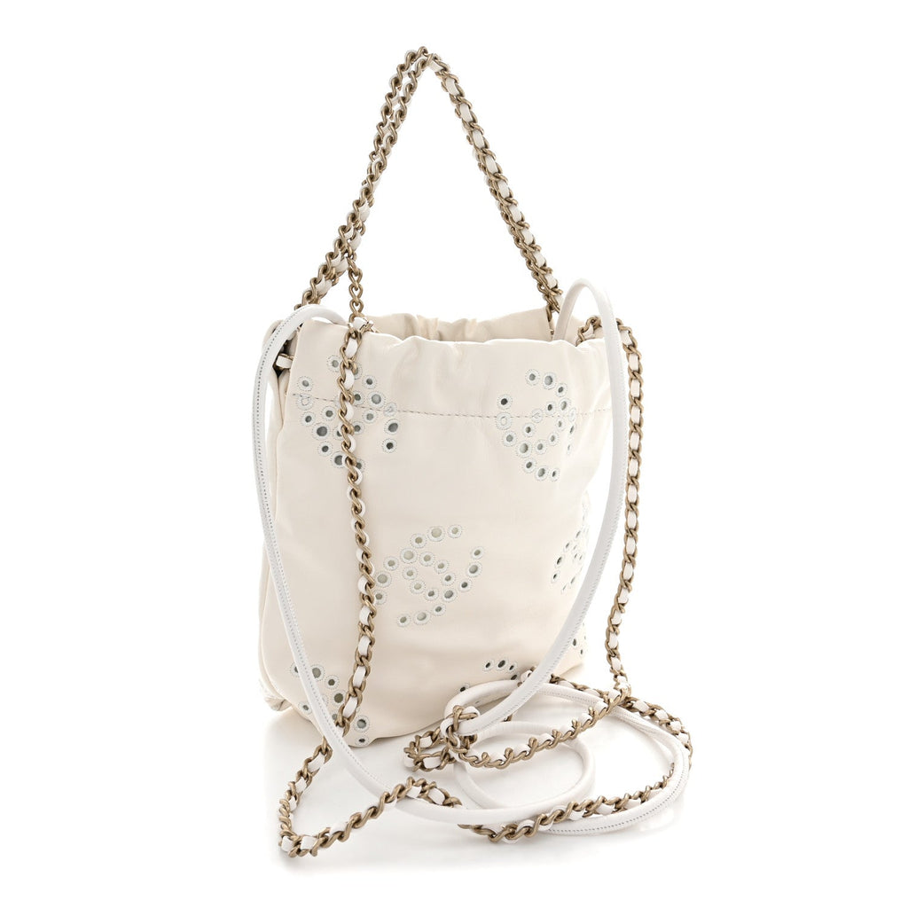 Calfskin Eyelet Mini Chanel 22  White
