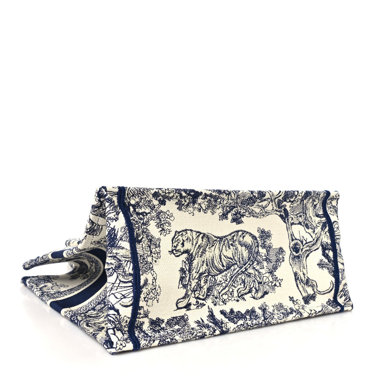 Canvas Embroidered Medium Dioriviera Toile De Jouy Book Tote Blue