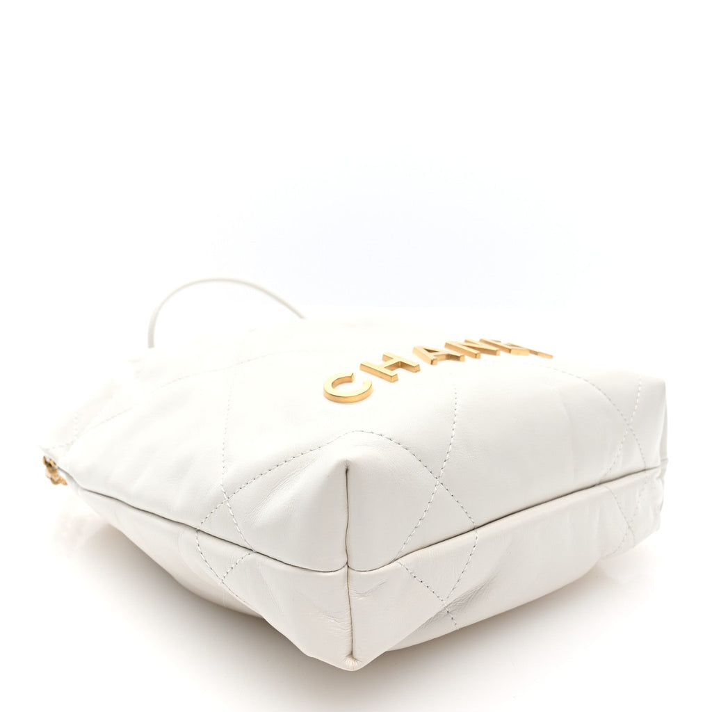 Shiny Calfskin Quilted Mini Chanel 22 White
