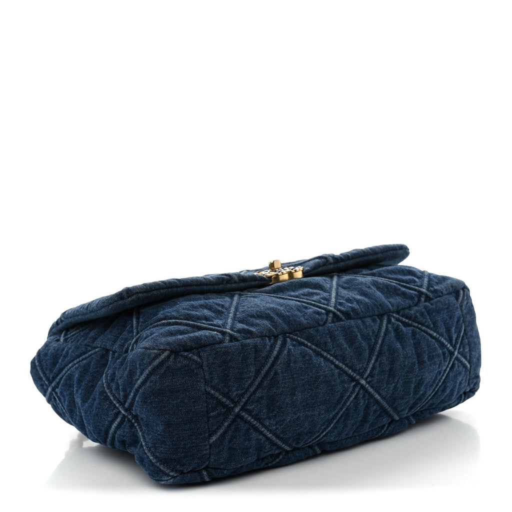 Denim Quilted Maxi Chanel 19 Flap Blue