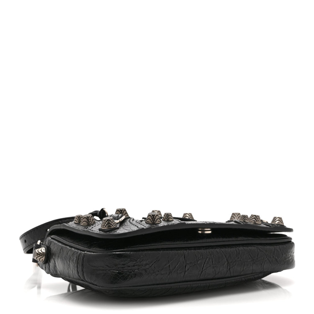 Agneau Arena Silver XS Le Cagole Flap Bag Black