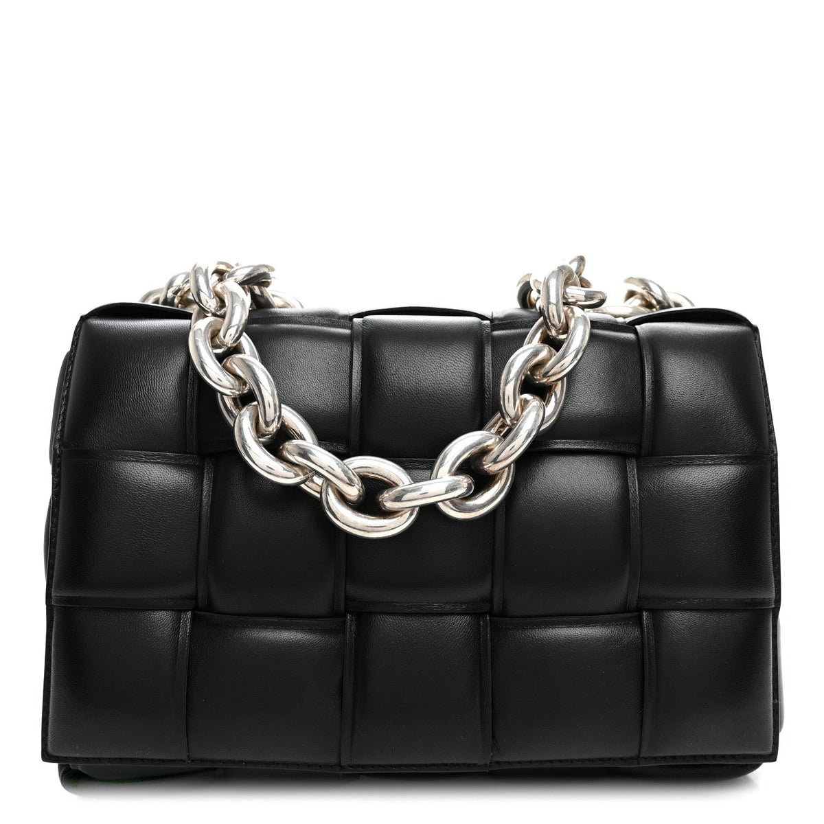 Lambskin Maxi Intreccio Padded Chain Cassette Crossbody Bag Black