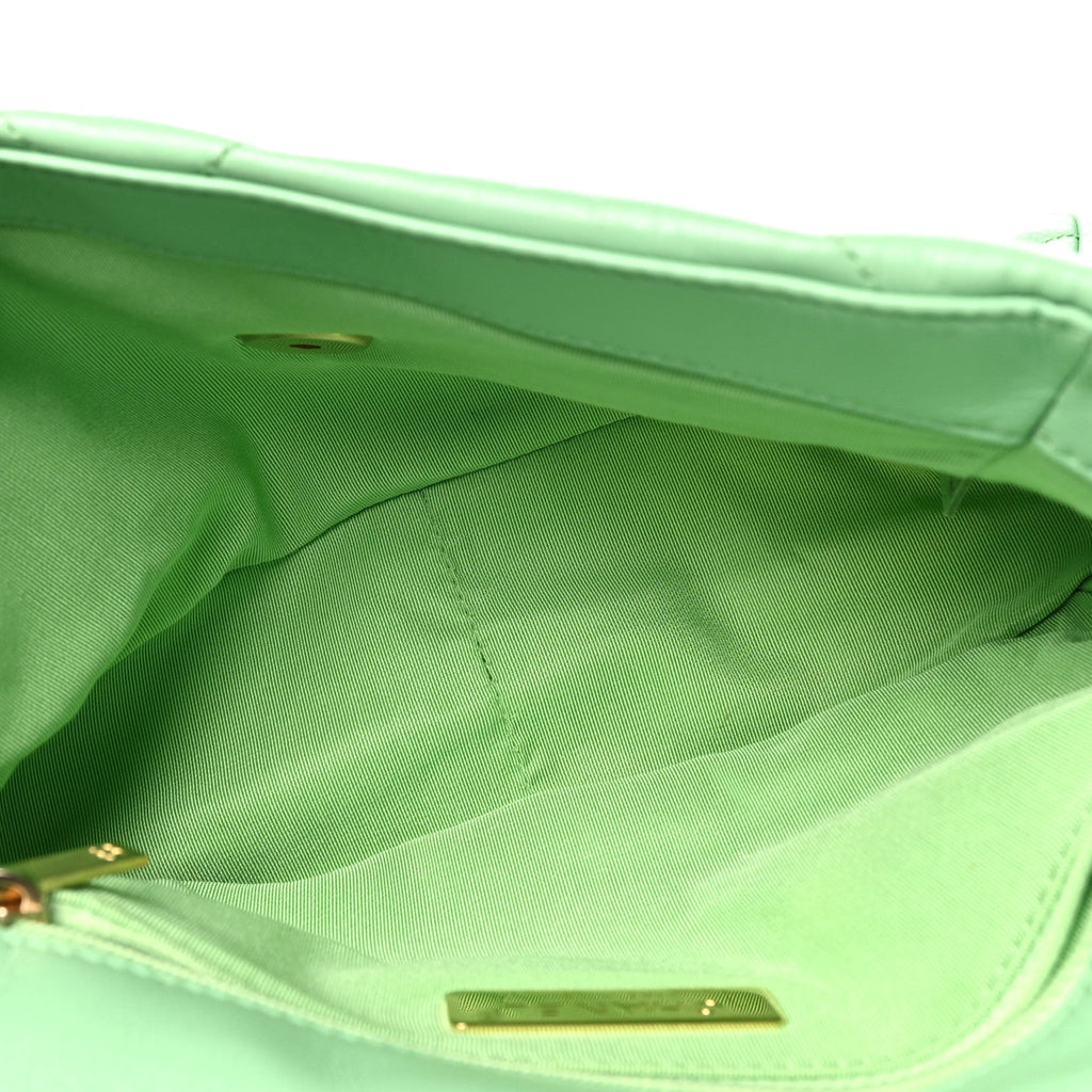 Goatskin Quilted Medium Chanel 19 Flap Light Green