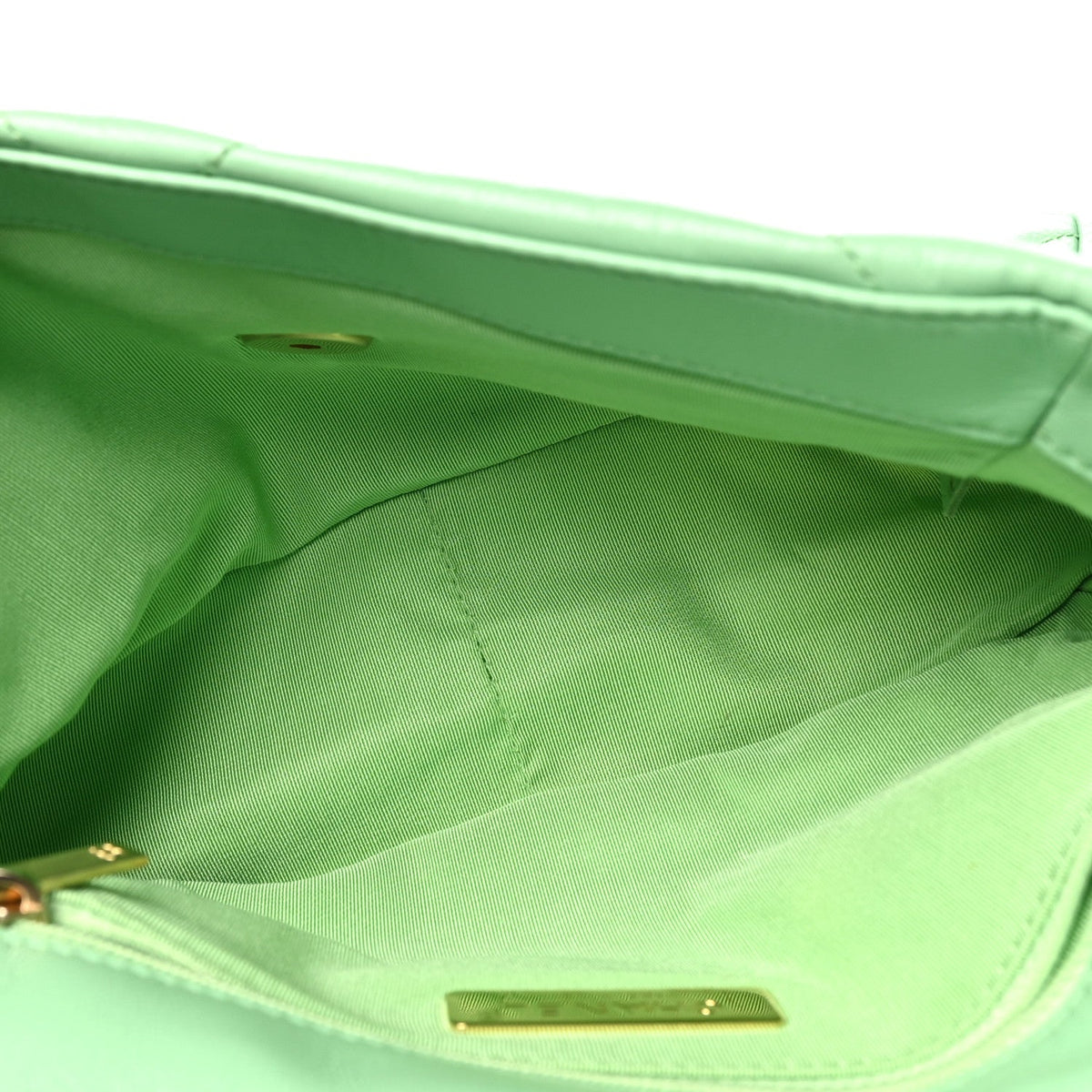 Goatskin Quilted Medium Chanel 19 Flap Light Green