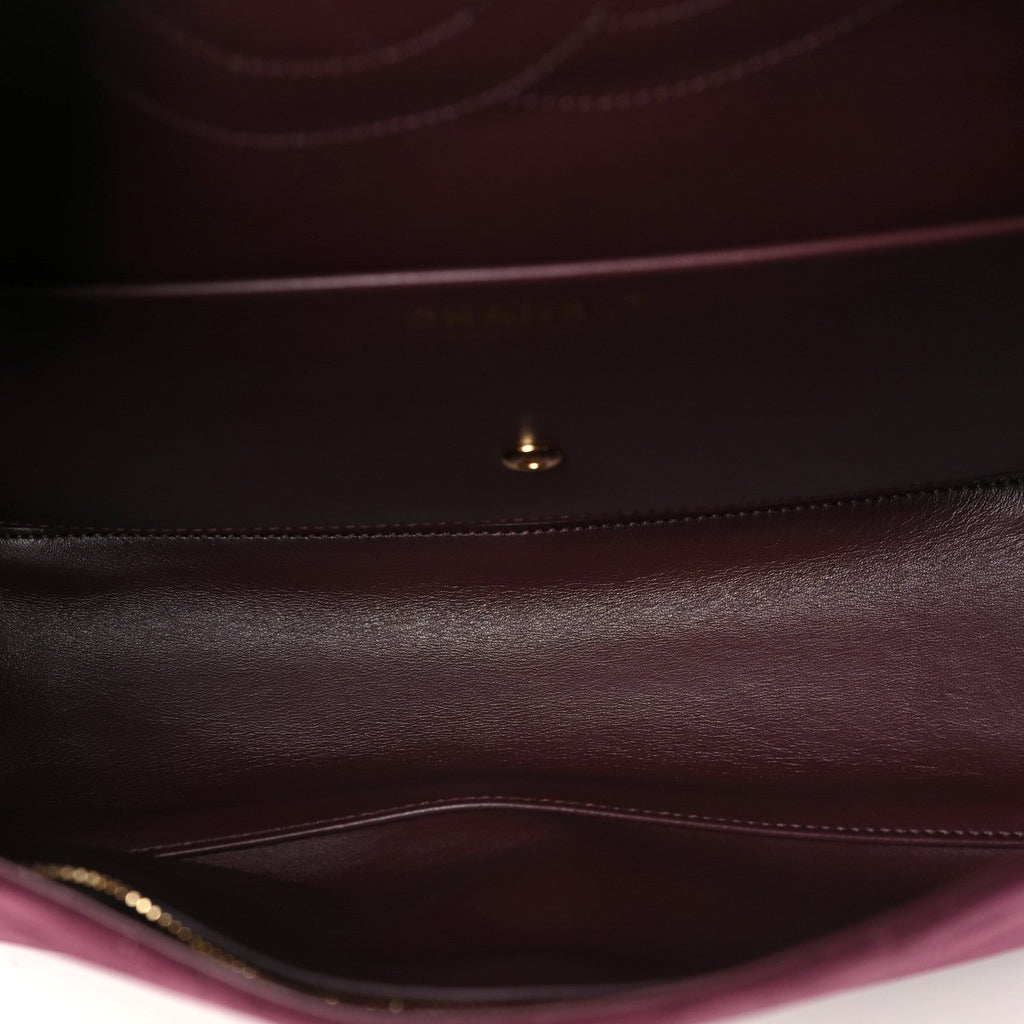Suede Calfskin Small Souplissimo Maxi Flap Burgundy