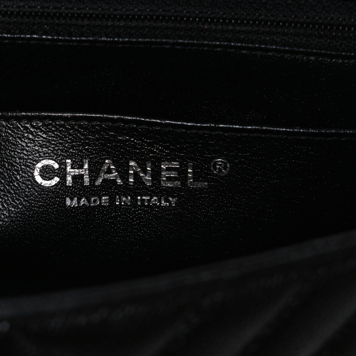 Caviar Chevron Quilted Mini Square Flap Black