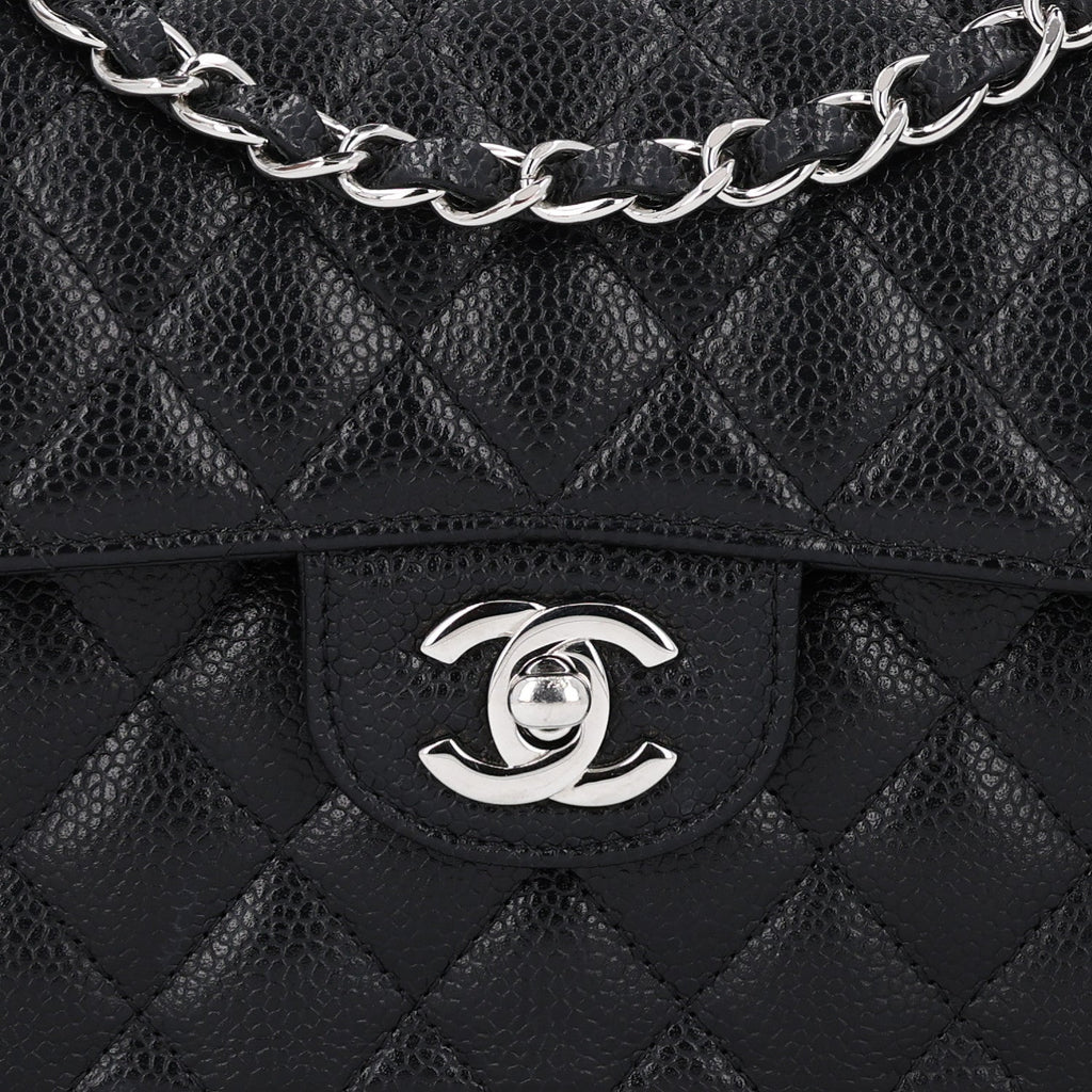 Caviar Quilted Small Double Flap Black