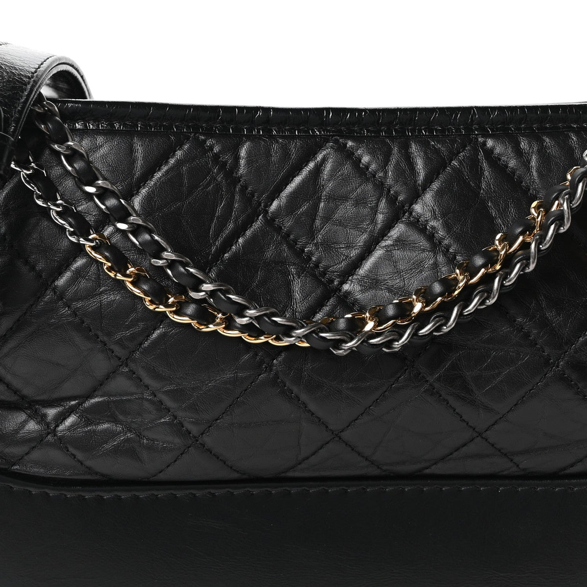Aged Calfskin Quilted Small Gabrielle Logo Hobo Black