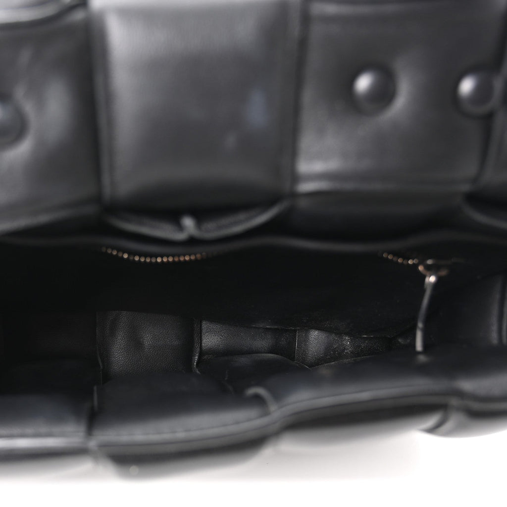 Lambskin Maxi Intreccio Padded Chain Cassette Crossbody Bag Black