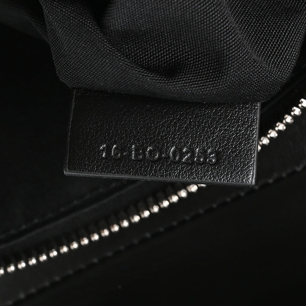 Calfskin Perforated Oblique Galaxy Mens Saddle Bag Black