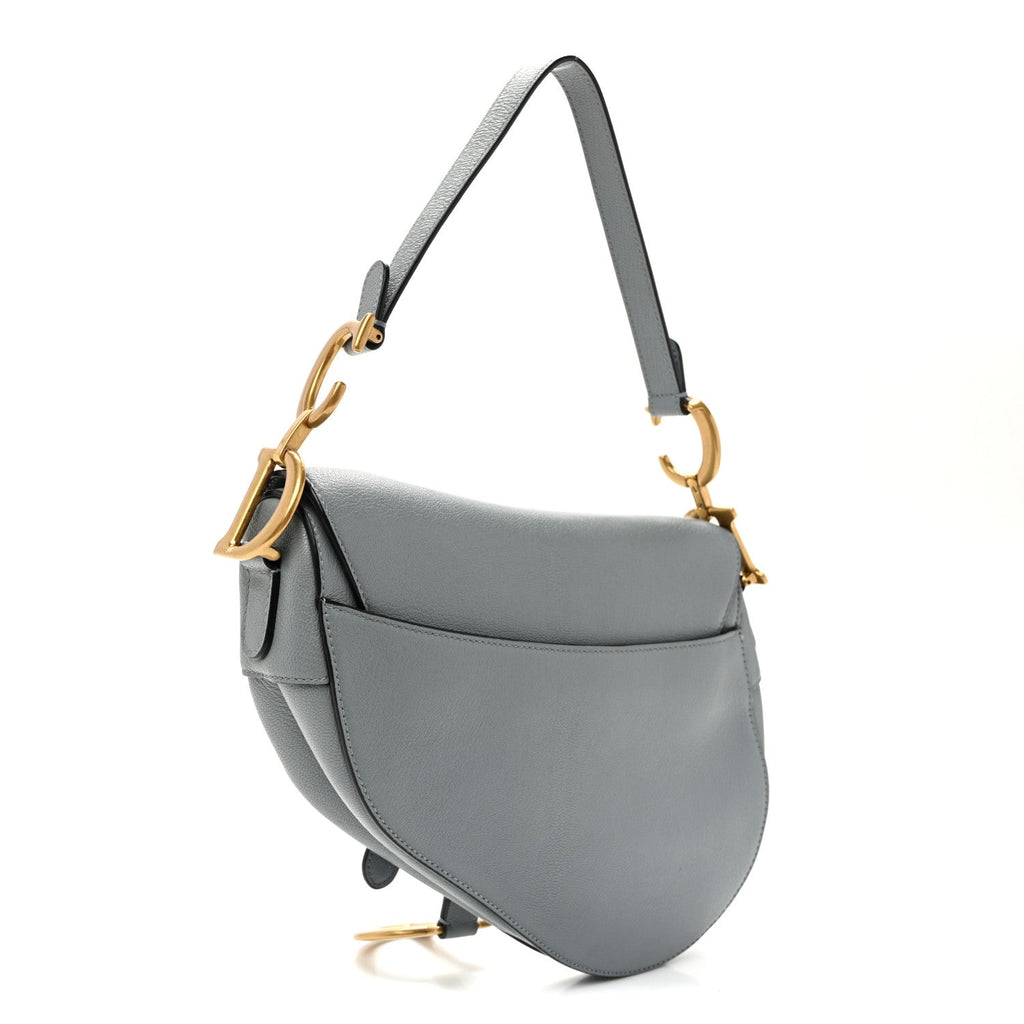 Shiny Goatskin Saddle Bag Cloud Blue