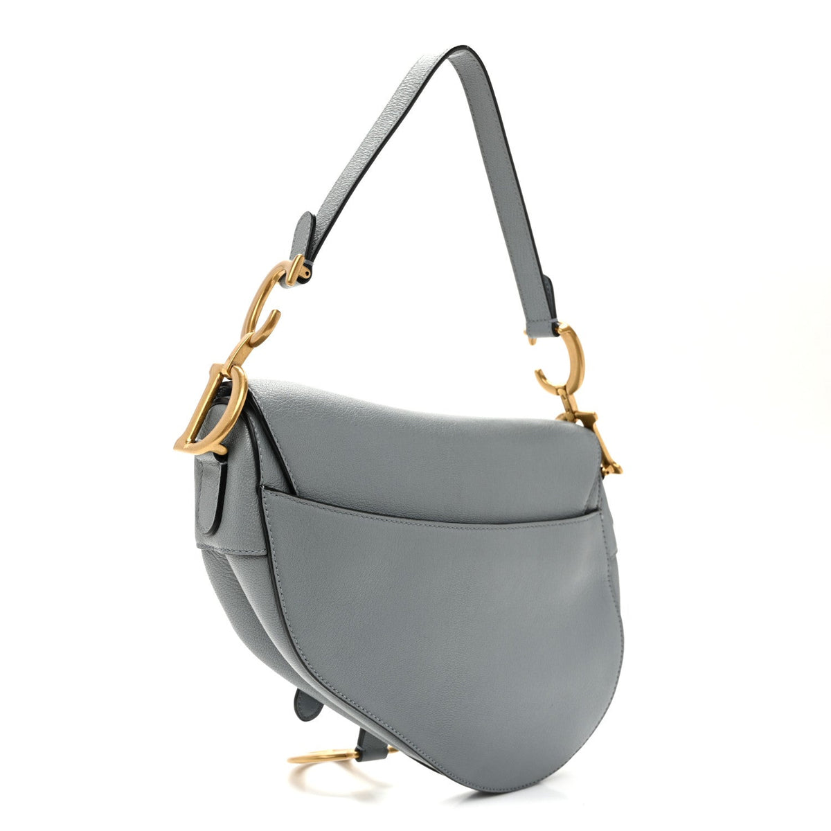Shiny Goatskin Saddle Bag Cloud Blue