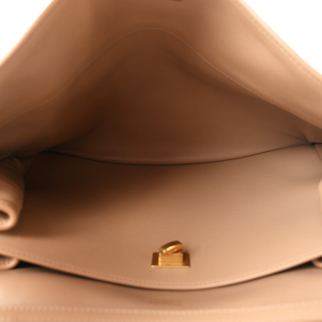 Smooth Calfskin Medium Rodeo Top Handle Handbag Latte