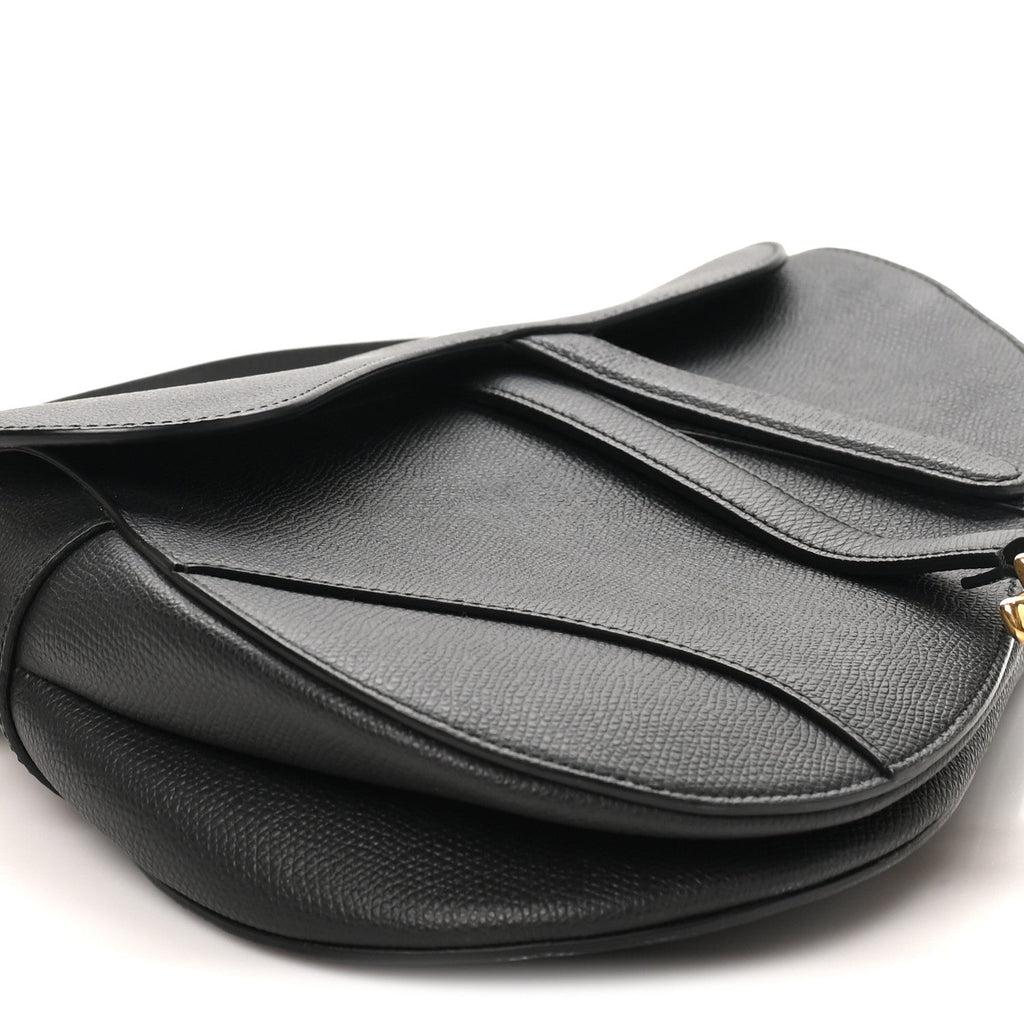 Grained Calfskin Saddle Bag Black