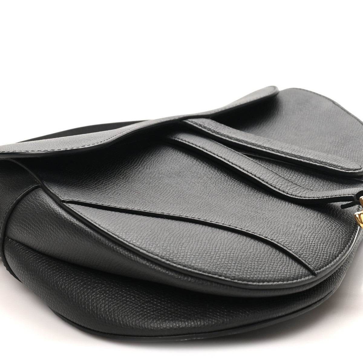 Grained Calfskin Saddle Bag Black