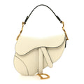 Grained Calfskin Mini Saddle Bag With Strap White