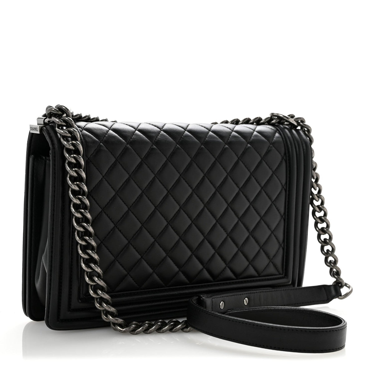 Lambskin Quilted New Medium Boy Flap Black