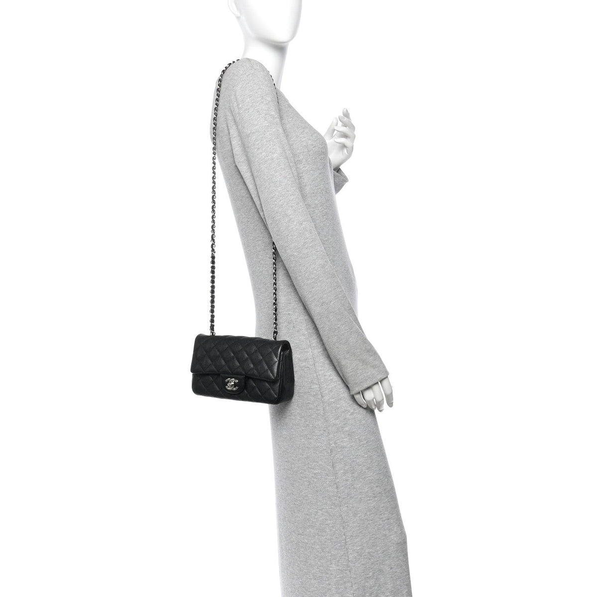 Caviar Quilted Mini Rectangular Flap Black