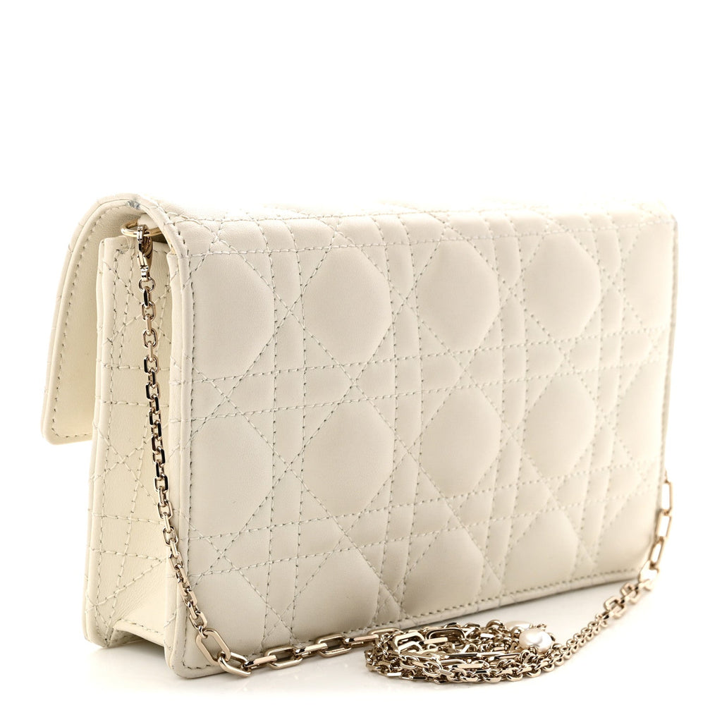 Lambskin Cannage Chain My Dior Daily Chain Pouch Latte