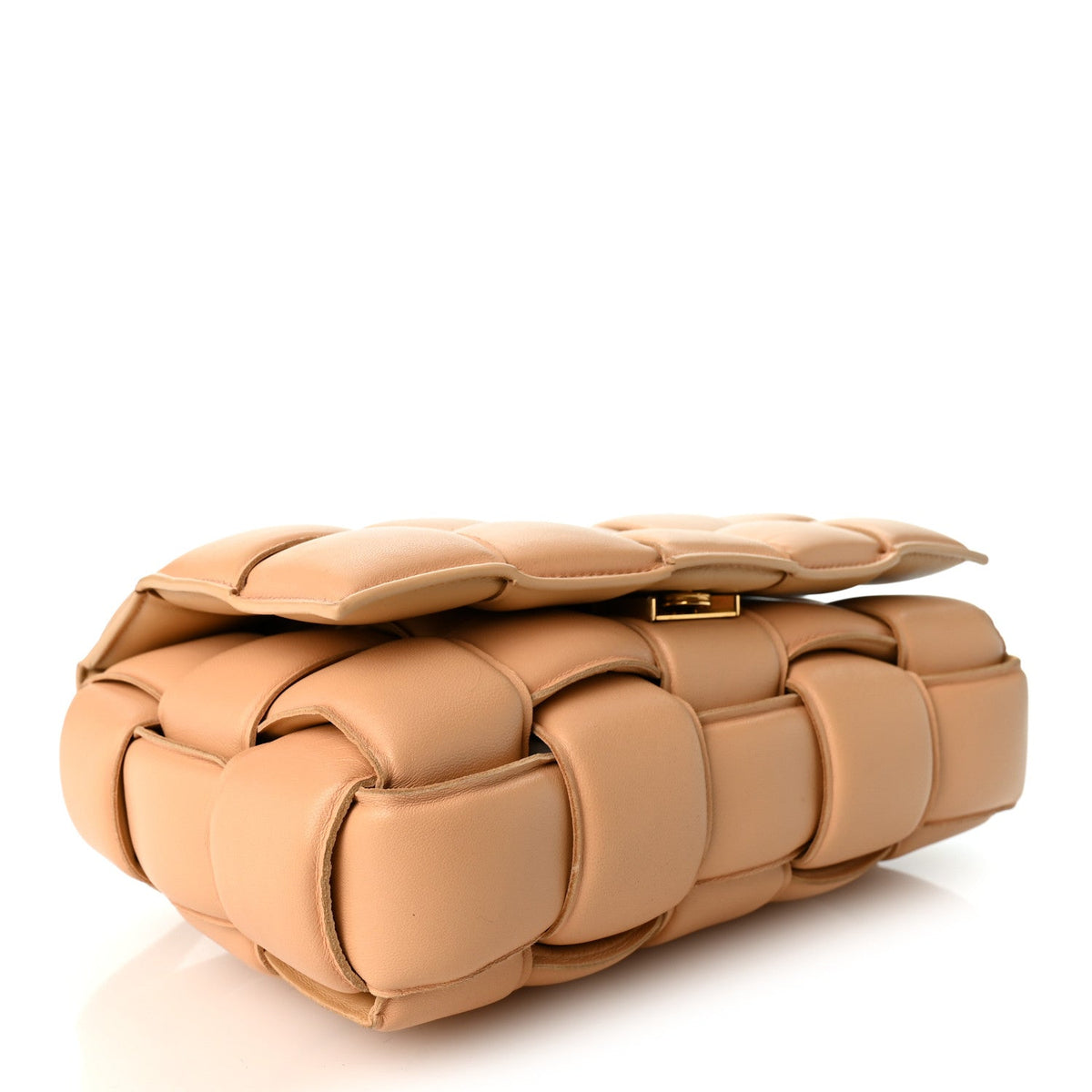 Nappa Maxi Intreccio Padded Cassette Crossbody Bag Almond