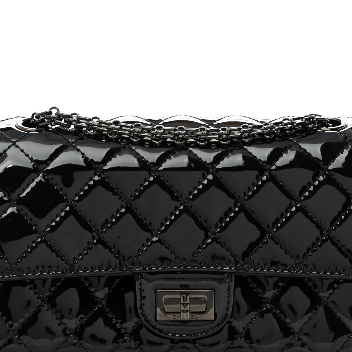Patent Calfskin Quilted 2.55 Reissue 225 Flap So Black