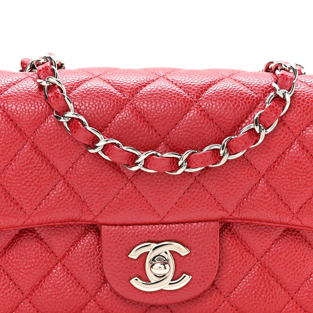 Caviar Quilted Mini Rectangular Flap Red