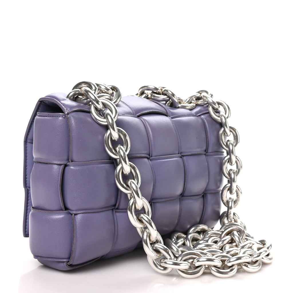 Lambskin Maxi Intreccio Padded Chain Cassette Crossbody Bag Lavender