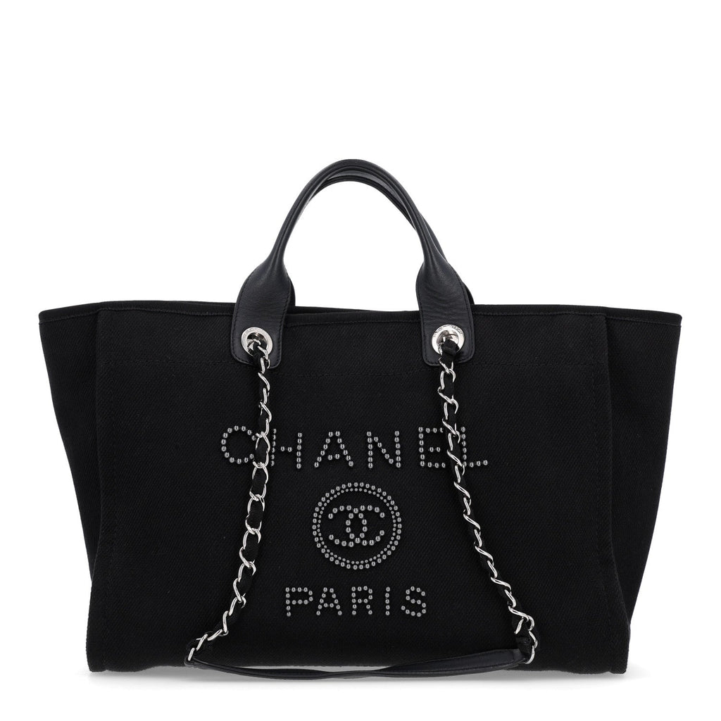 Canvas Pearl Medium Deauville Tote Black