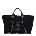 Canvas Pearl Medium Deauville Tote Black