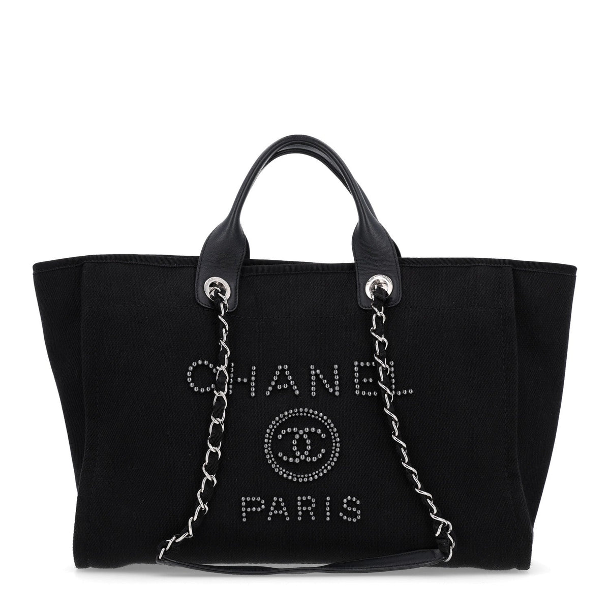 Canvas Pearl Medium Deauville Tote Black