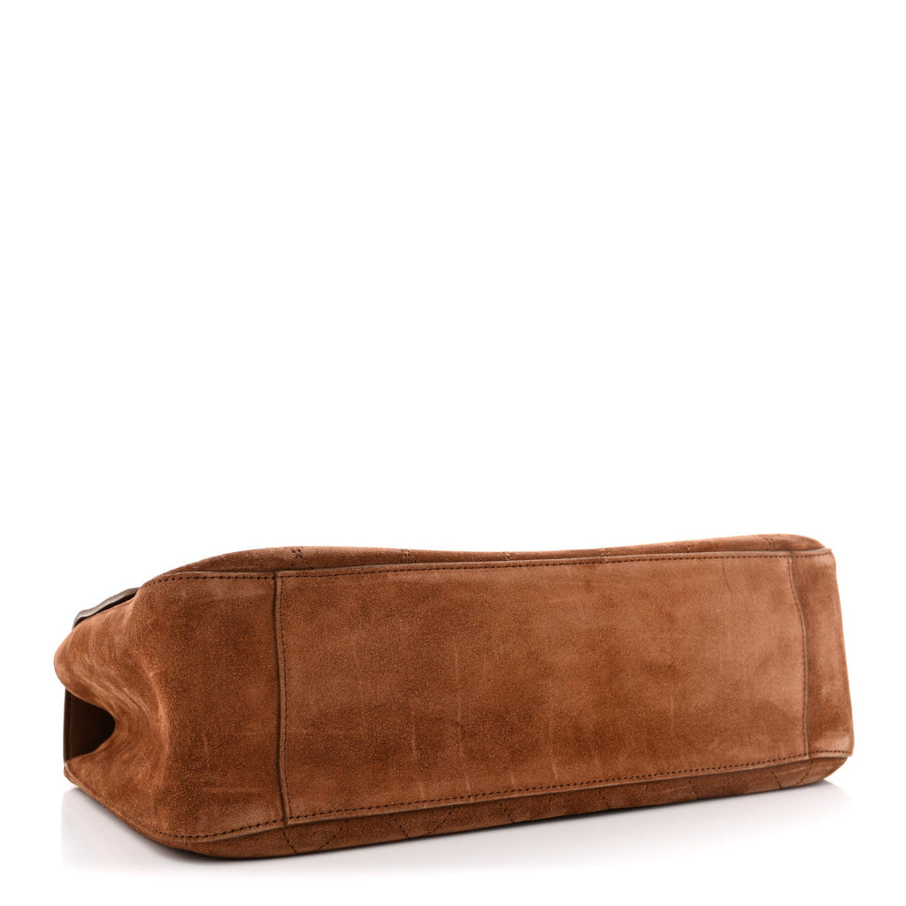 Suede Calfskin Small Souplissimo Maxi Flap Camel