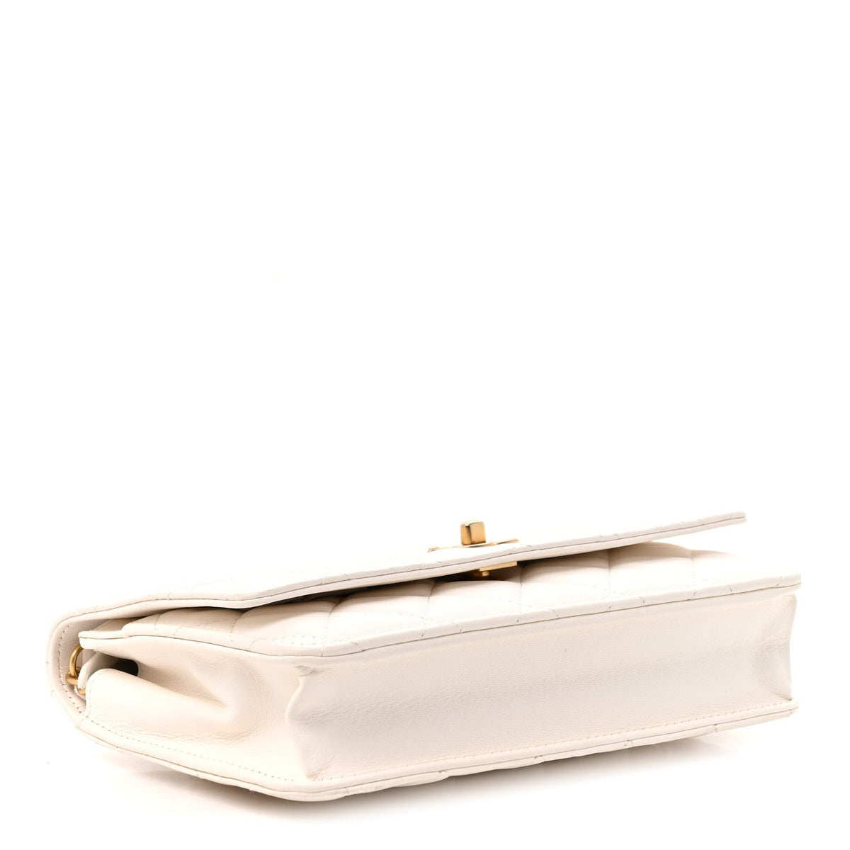 Lambskin Quilted CC Pearl Crush Wallet on Chain WOC White