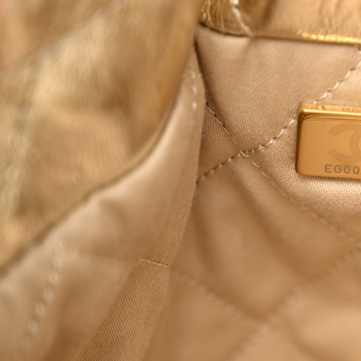 Metallic Calfskin Quilted Mini Chanel 22 Golden