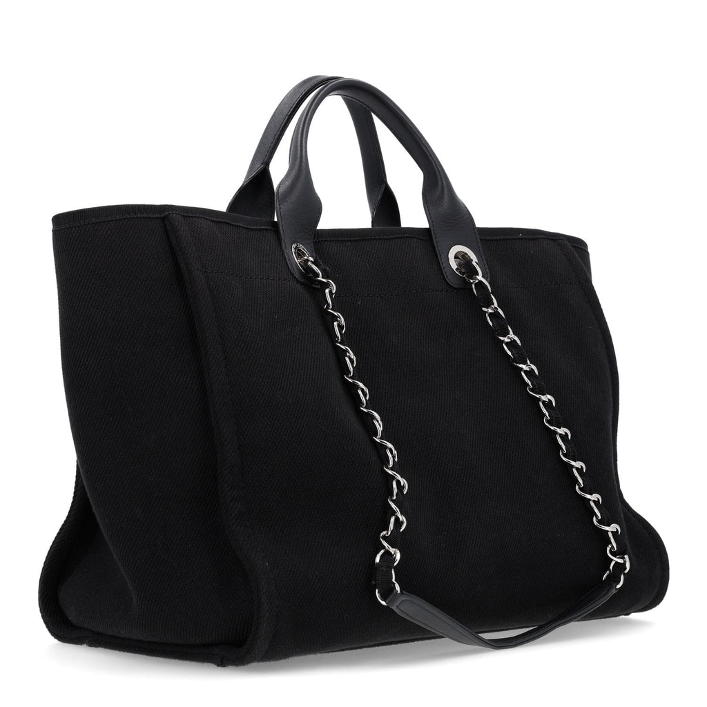 Canvas Pearl Medium Deauville Tote Black